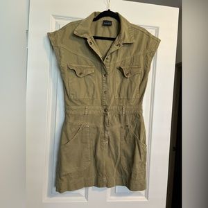 Olive green denim dress